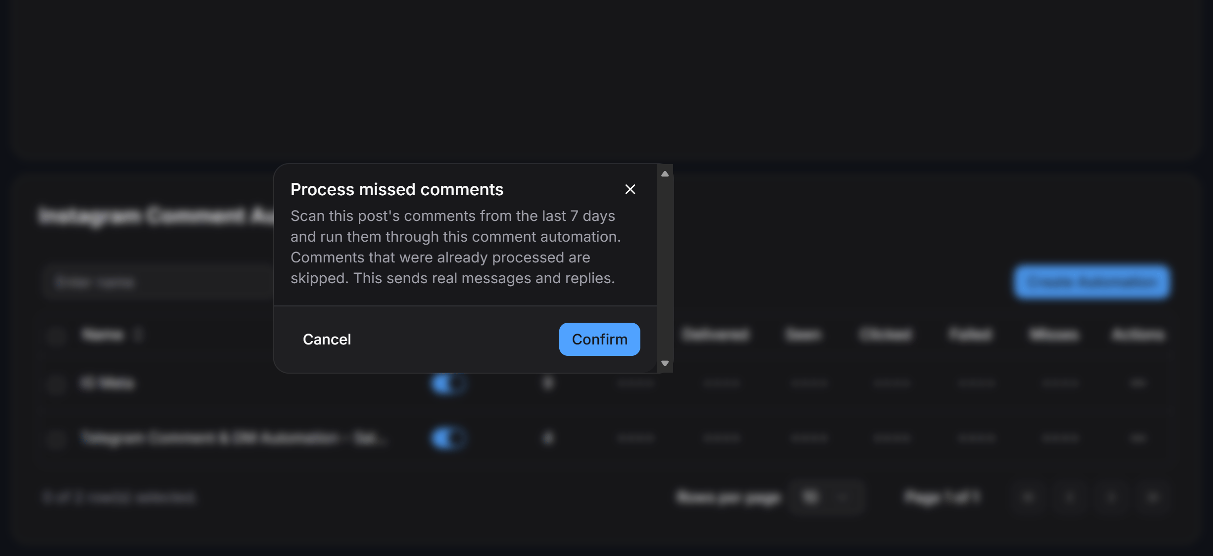 Instagram Comment Process Missed Comments