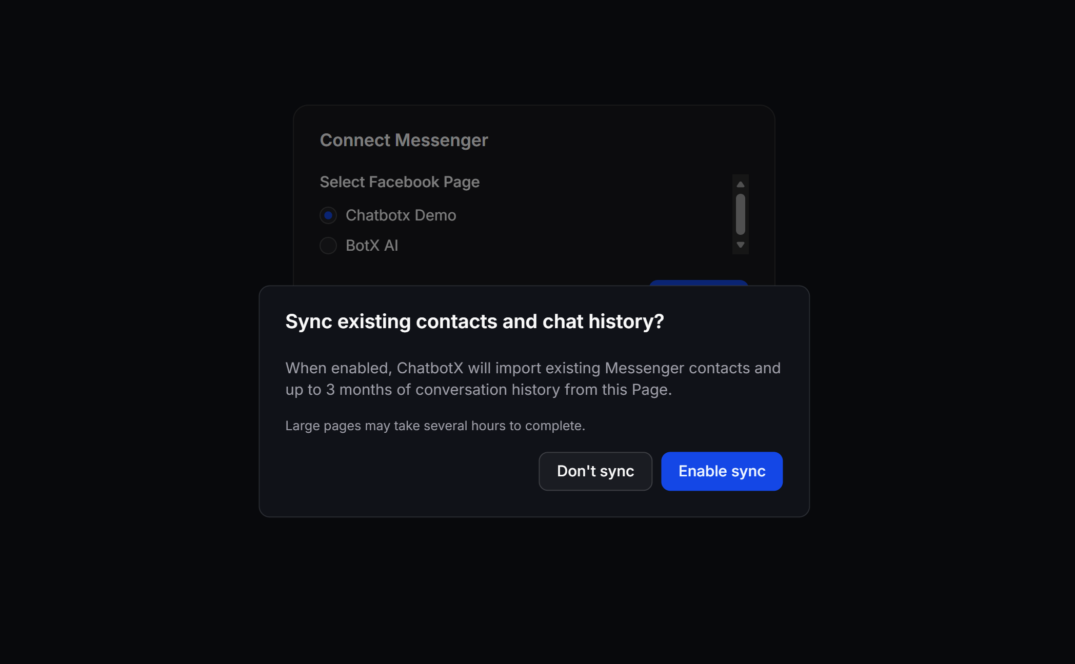 Chatbotx Channels Messenger Sync History