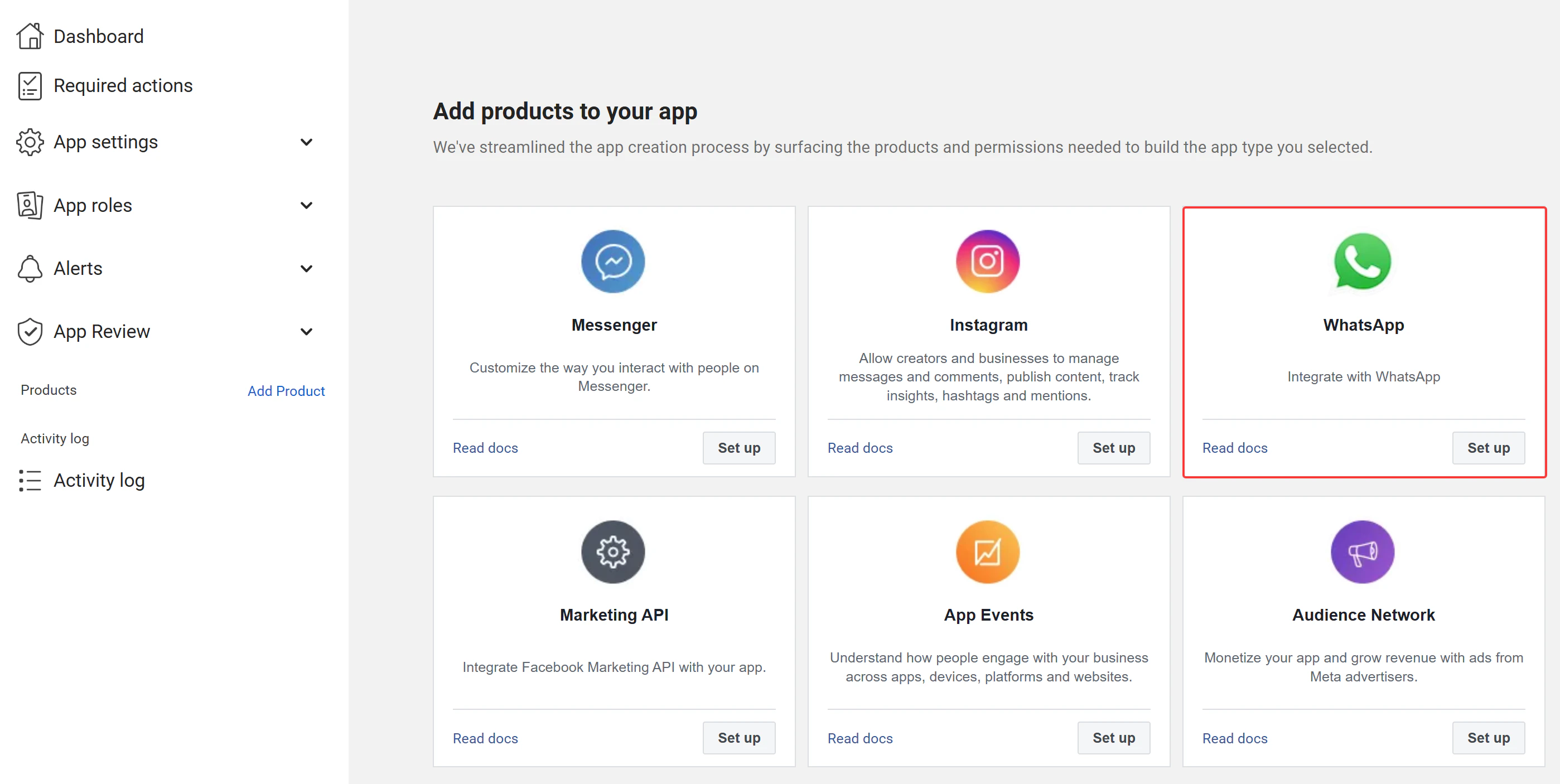 Adding WhatsApp product