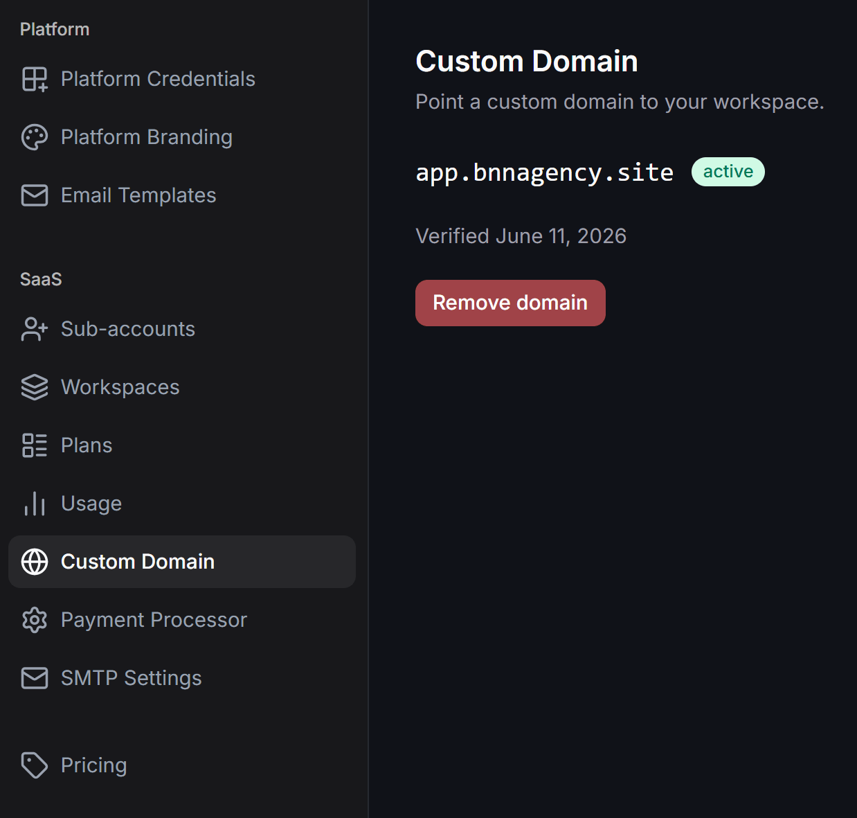 Chatbotx Whitelabel Custom Domain Active