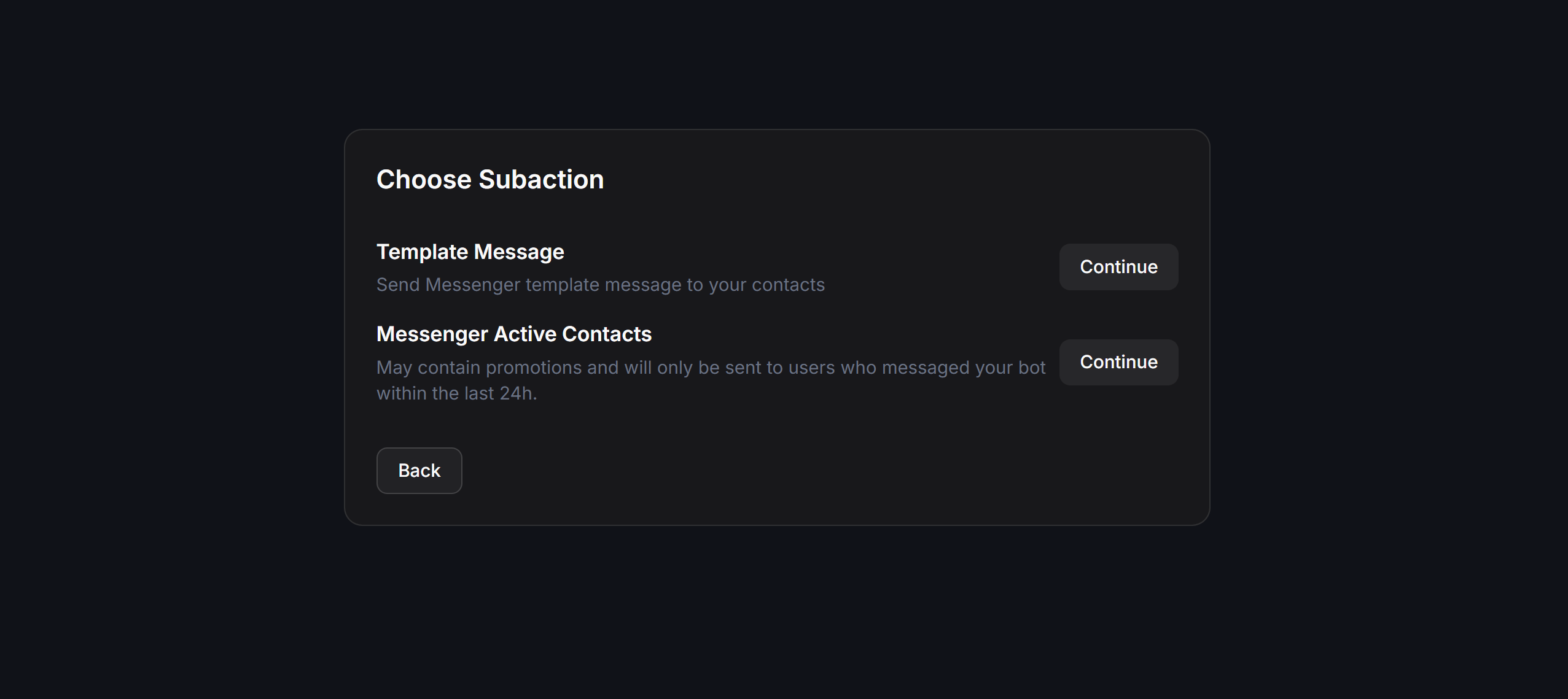 Choose Subaction Messenger