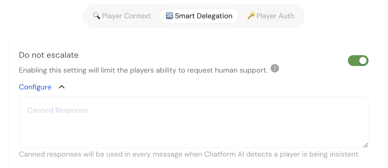 Containment message configuration