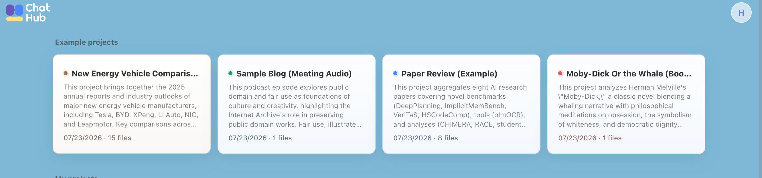 Notebook Sample Projects Overview