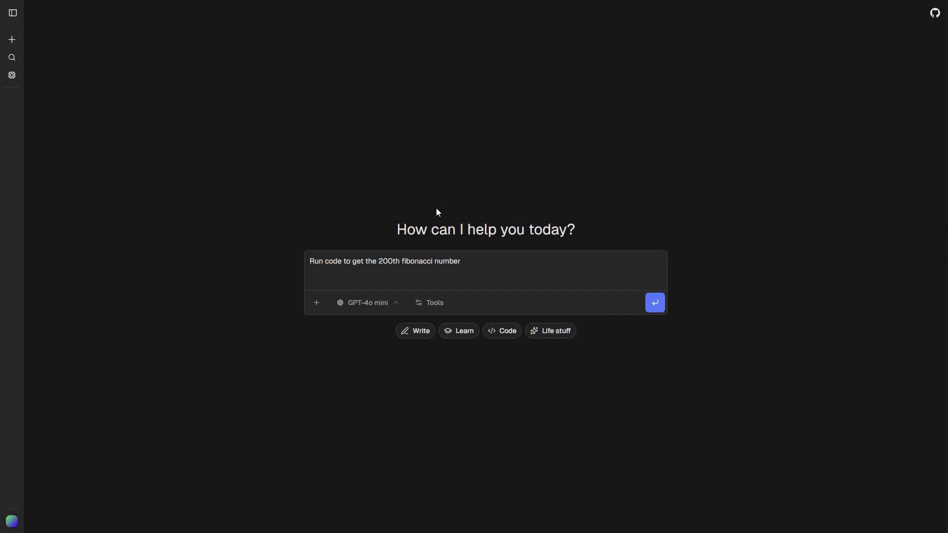 Running Python code in the sandbox from chat