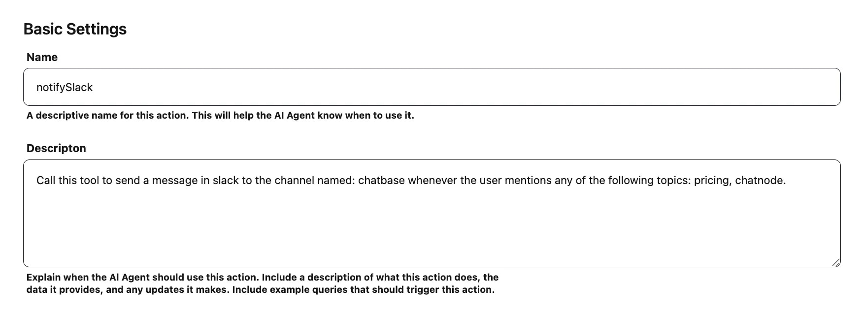 Basic Settings Slack