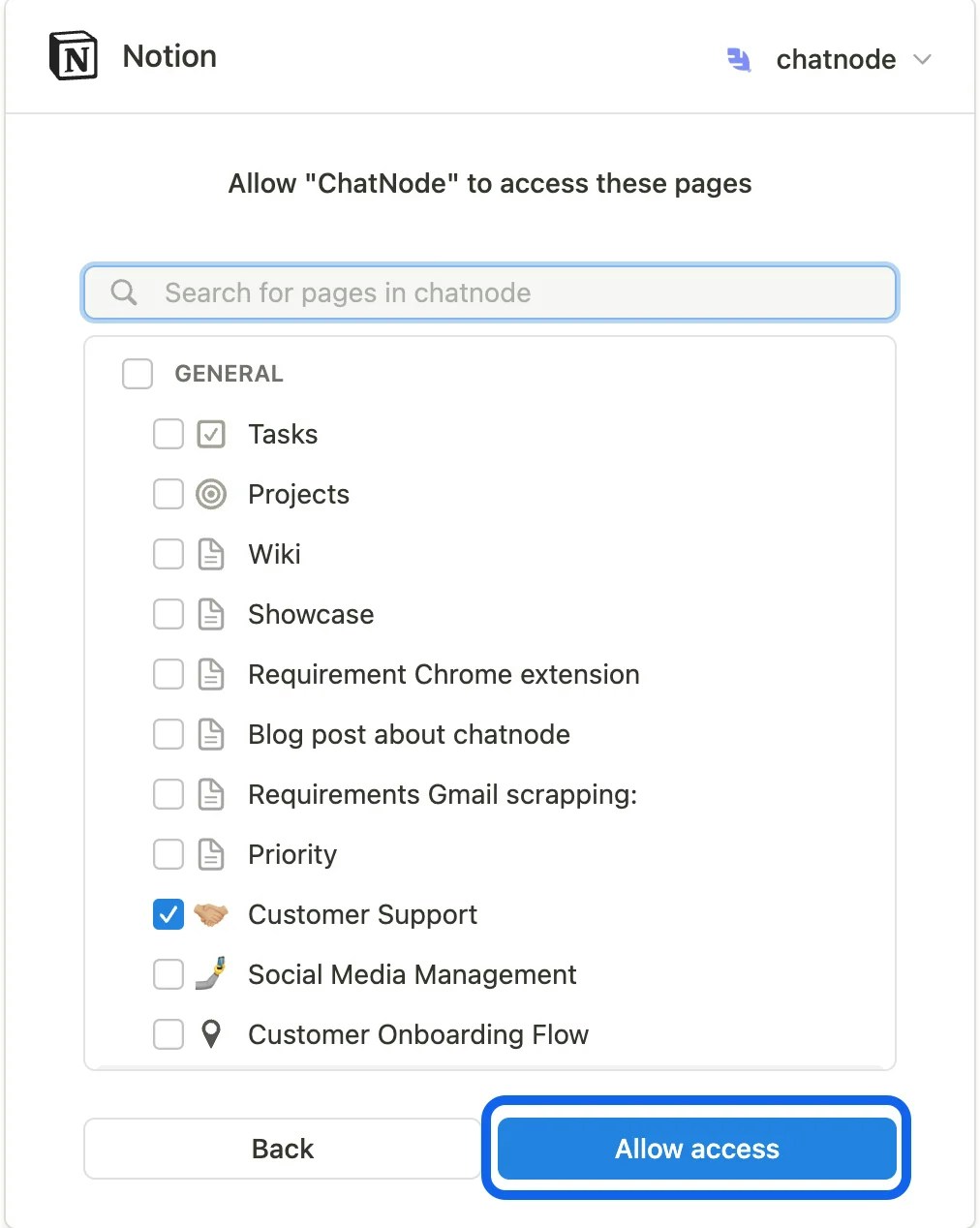 Allow Access Notion