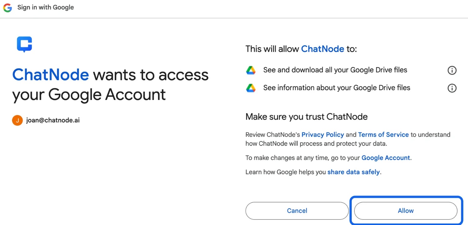 Allow Gdrive