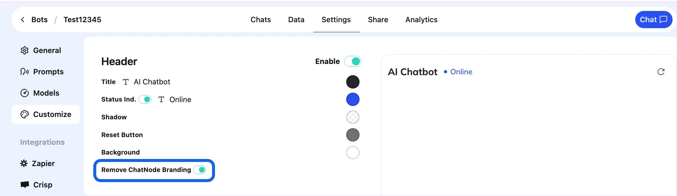 Chatnode Branding On