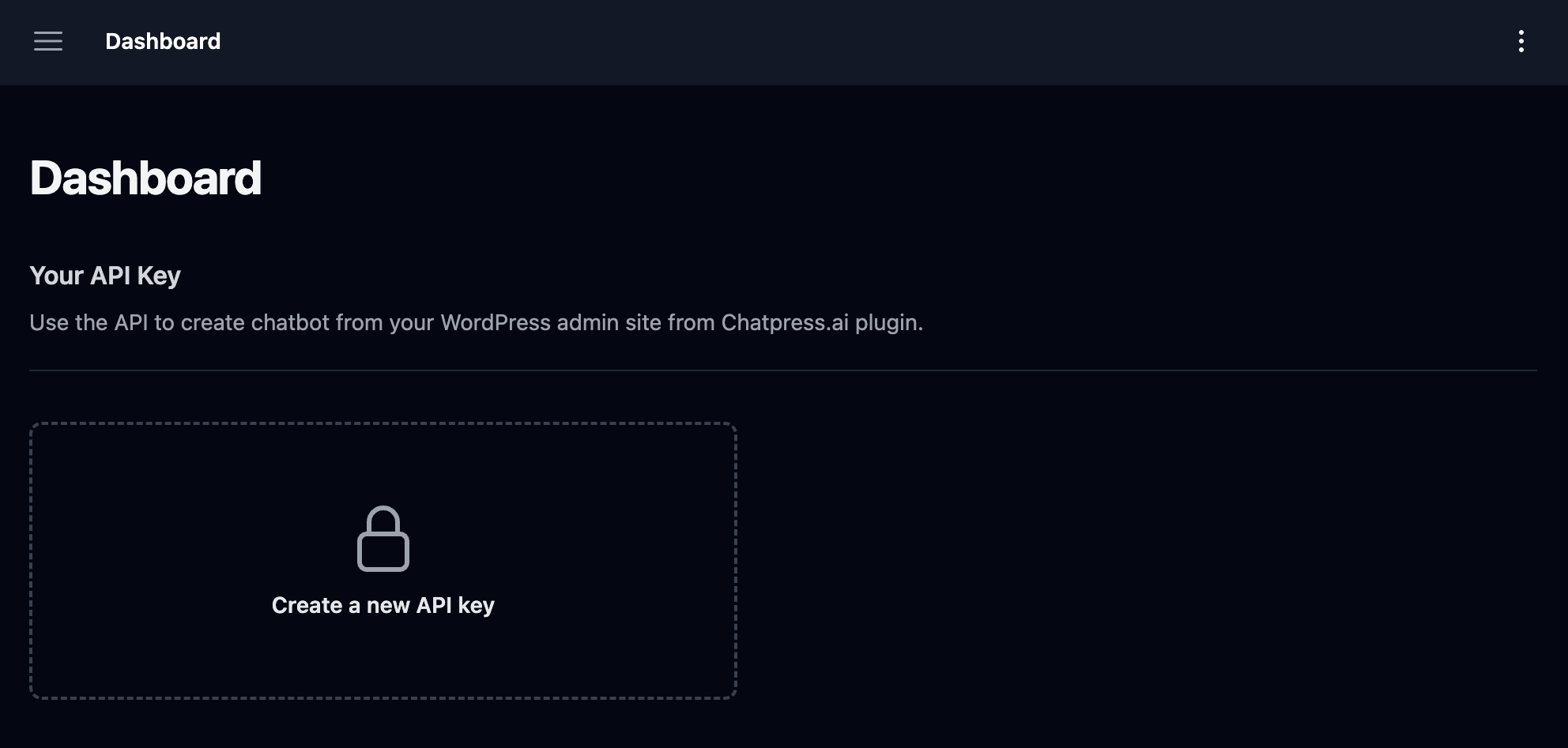 Create API key screenshot