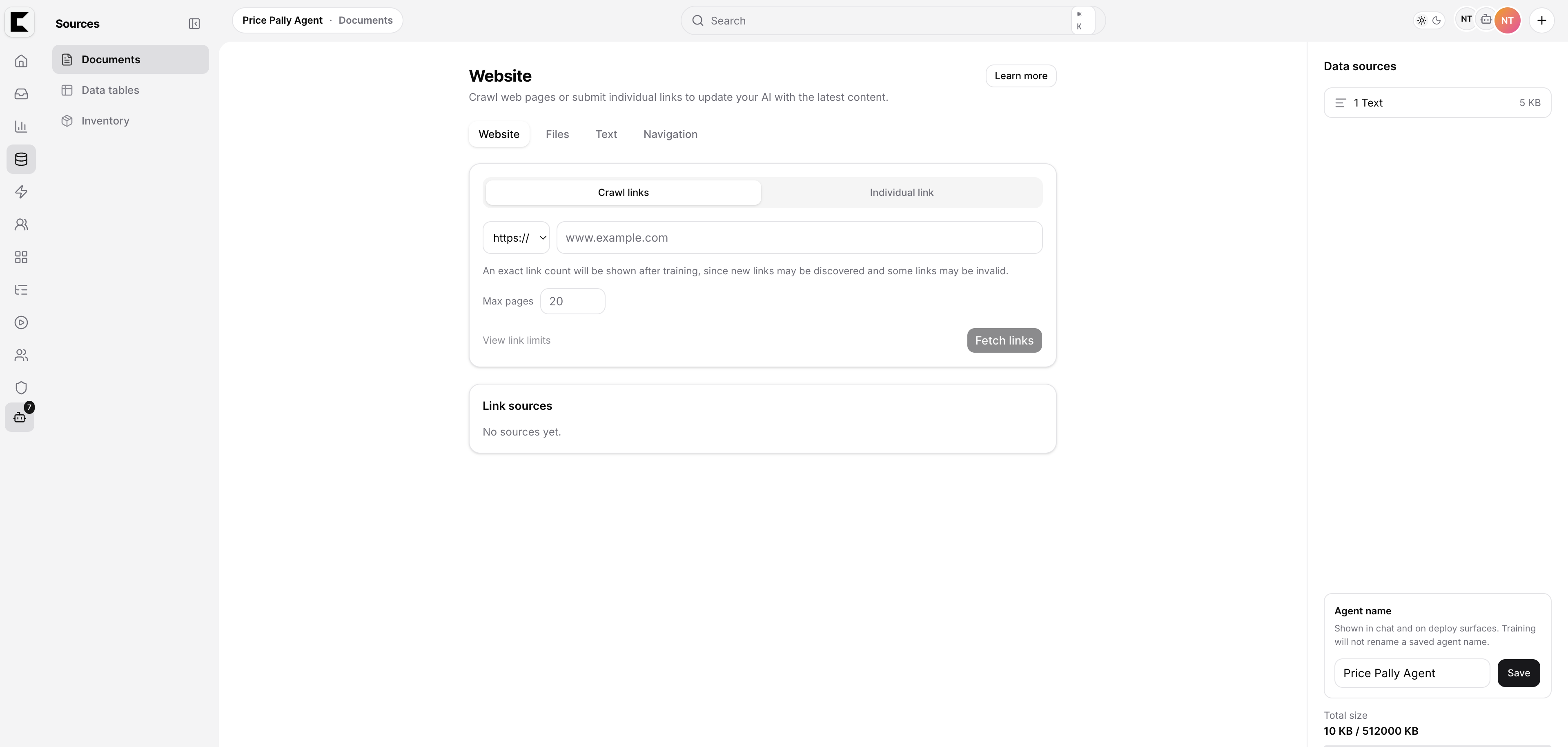 Documents sources page