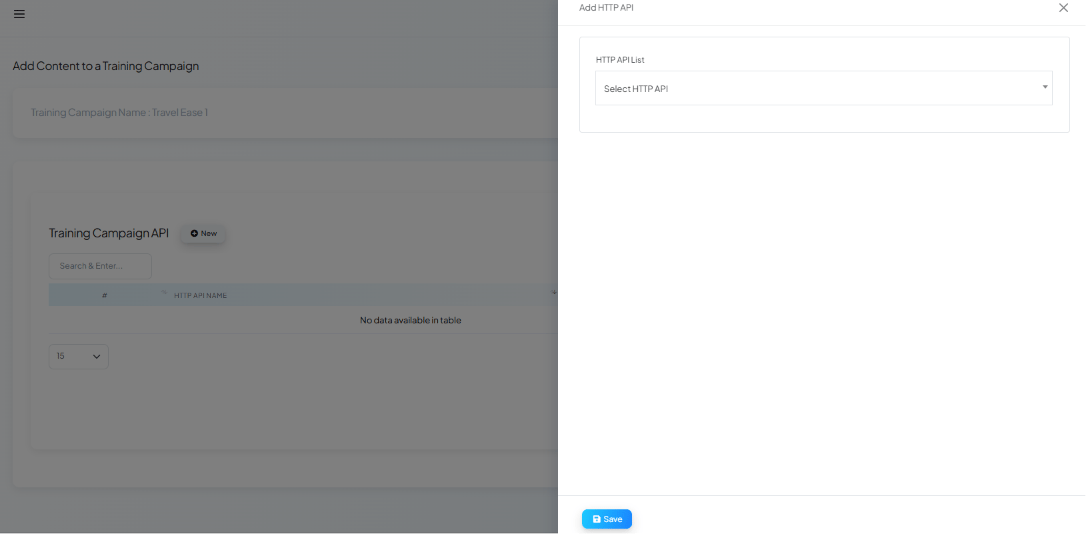 Add HTTP API panel with an HTTP API List dropdown