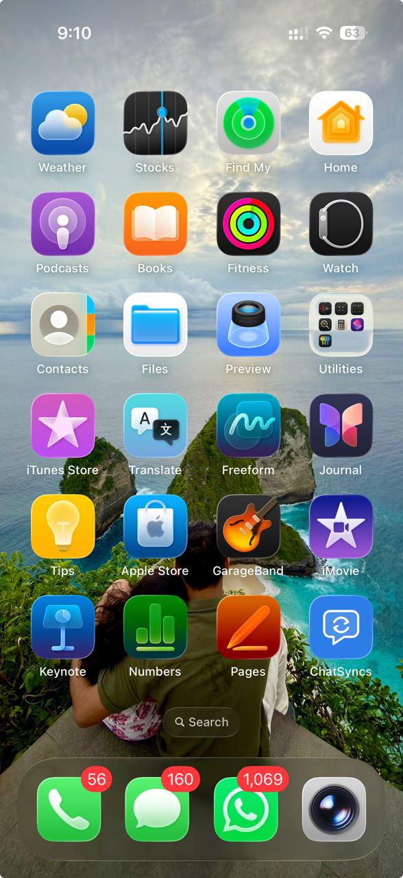 ChatSyncs app icon installed on the iPhone home screen alongside other apps