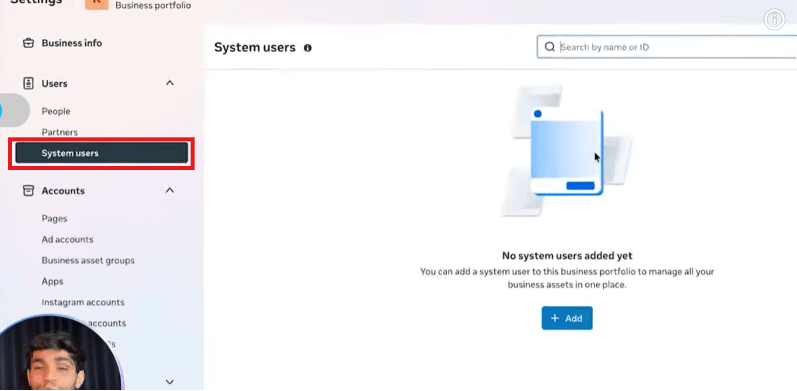 System Users screen with no system users added yet