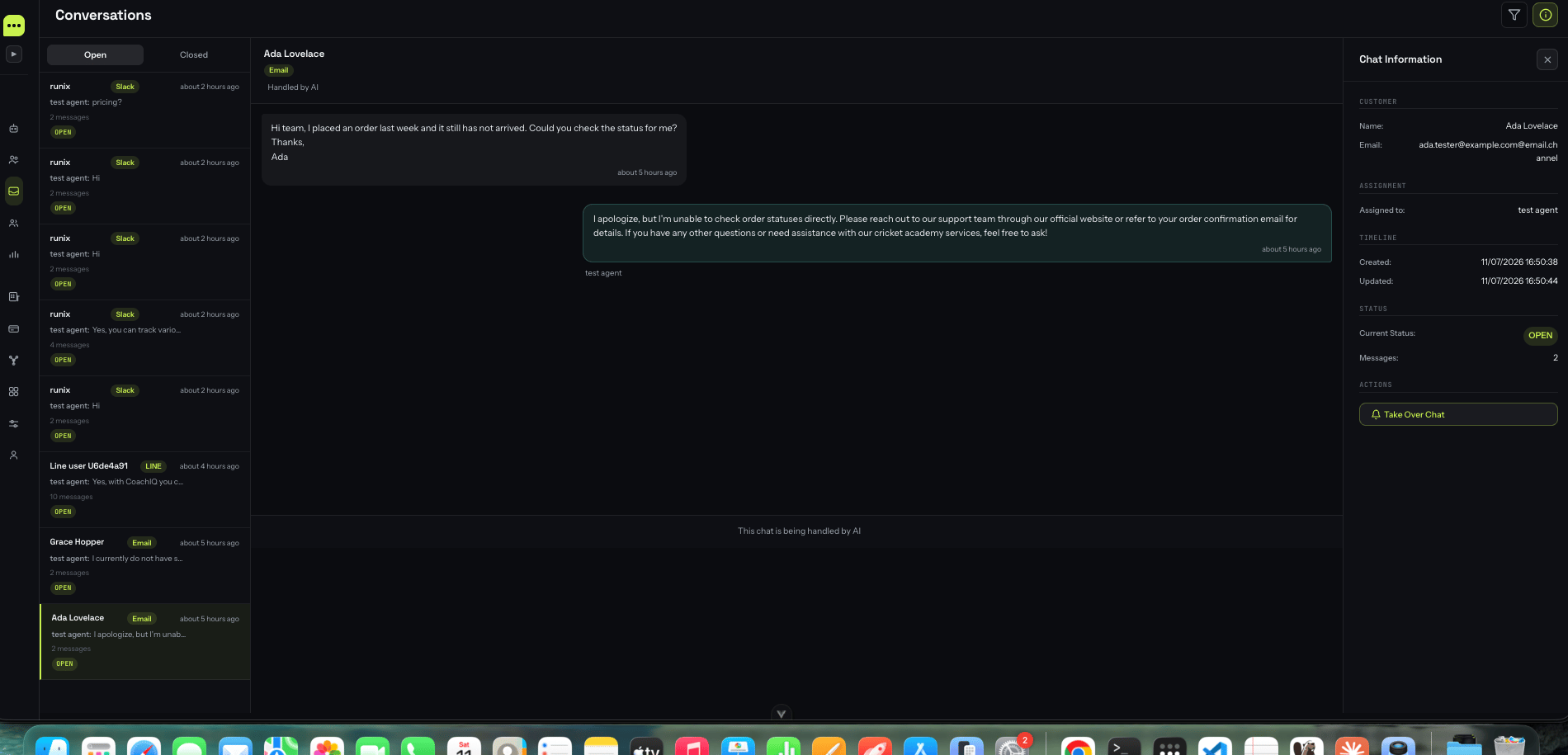 Unified Conversations inbox with per-channel badges