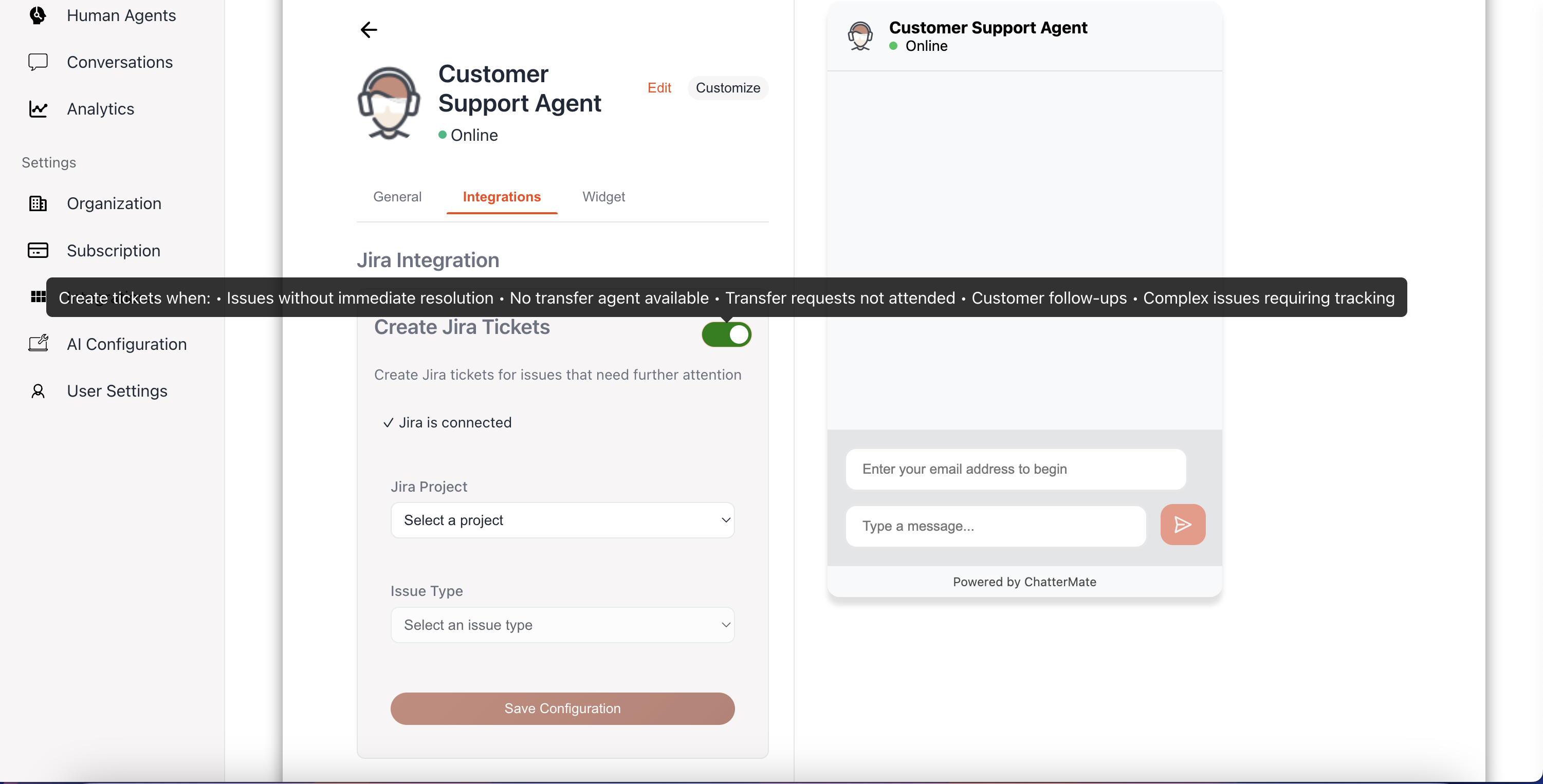 Agent-specific Jira Configuration