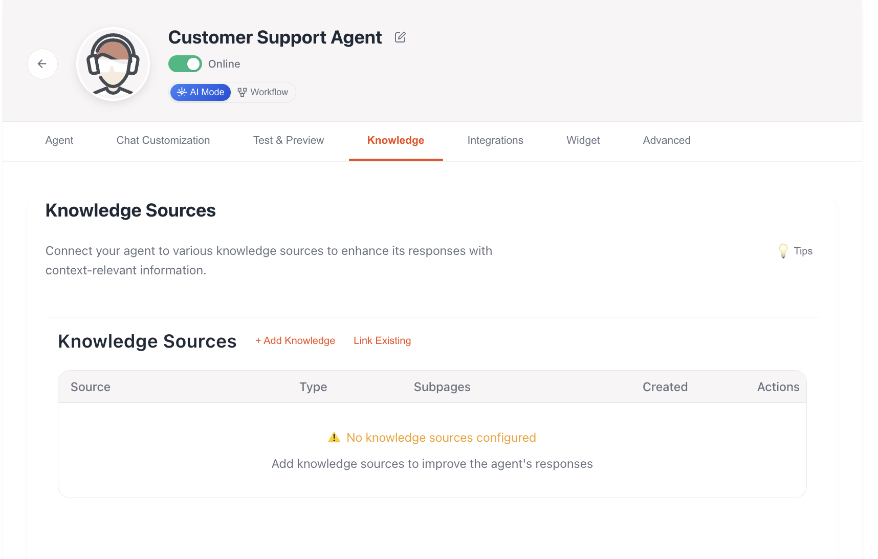 Knowledge Sources Dashboard
