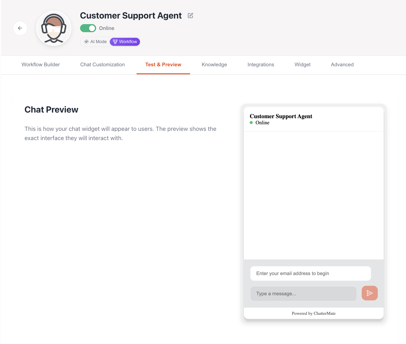 AI Agent Testing Interface
