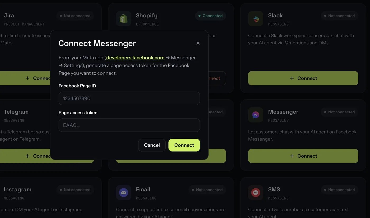 Entering a Facebook Page ID and Page access token in ChatterMate