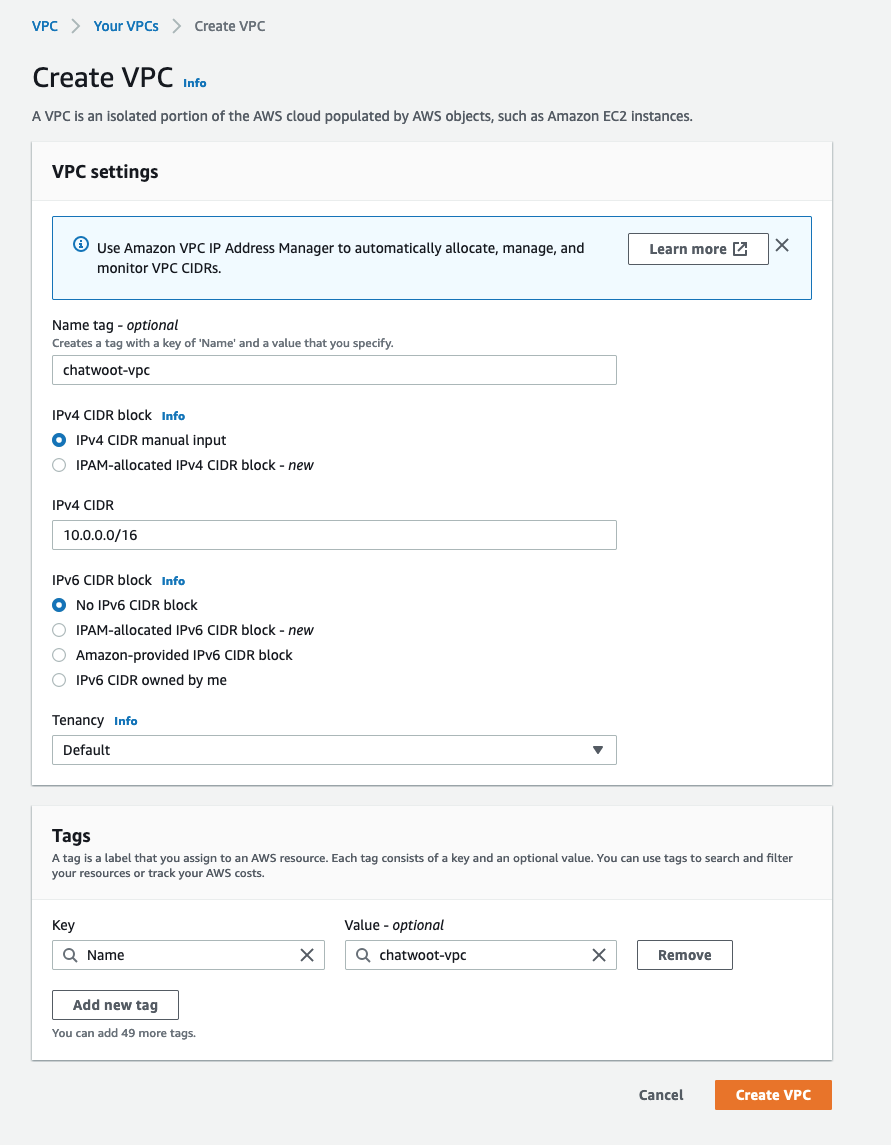 AWS Chatwoot deployment guide - Chatwoot Developer Docs