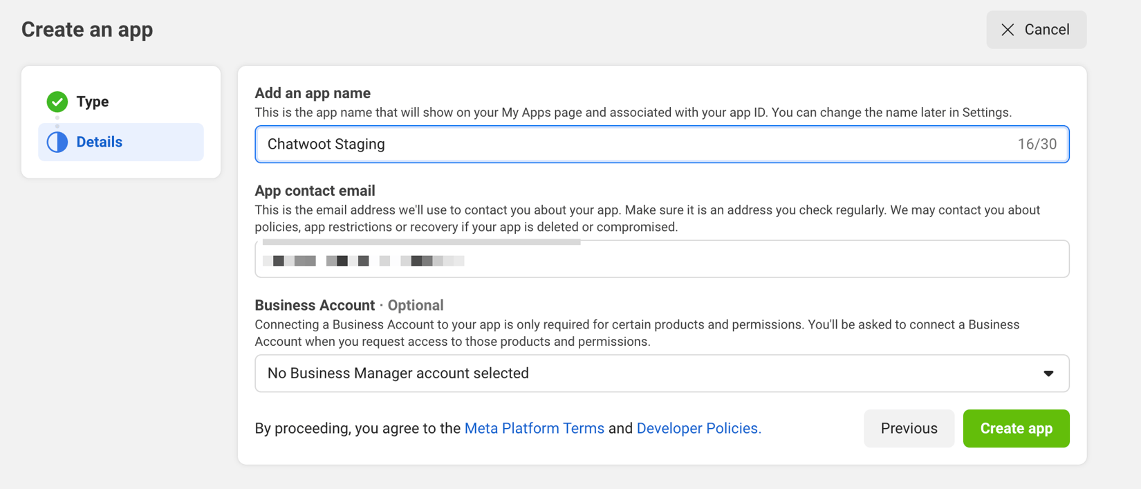 Setting Up Facebook - Chatwoot Developer Docs