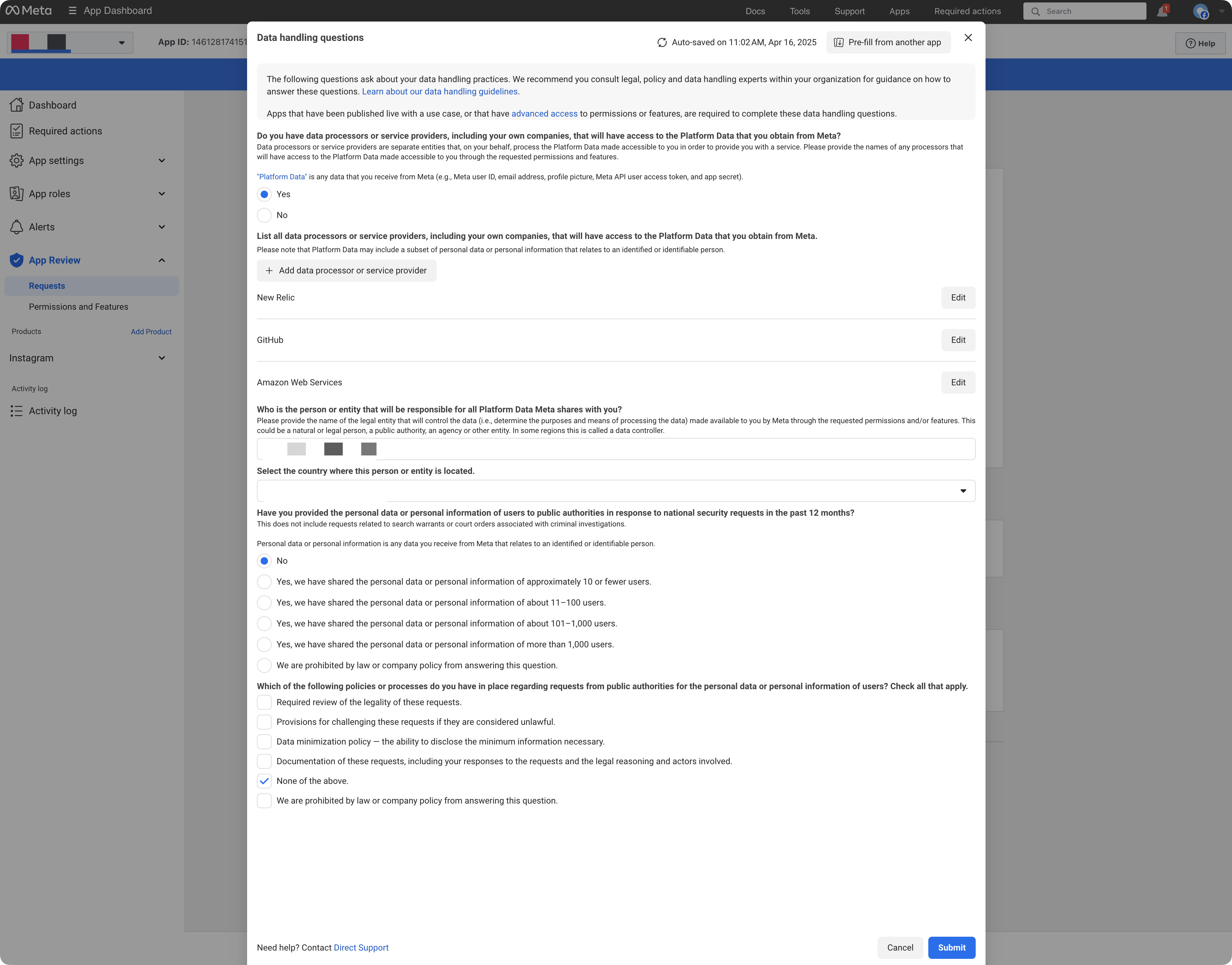 Data handling