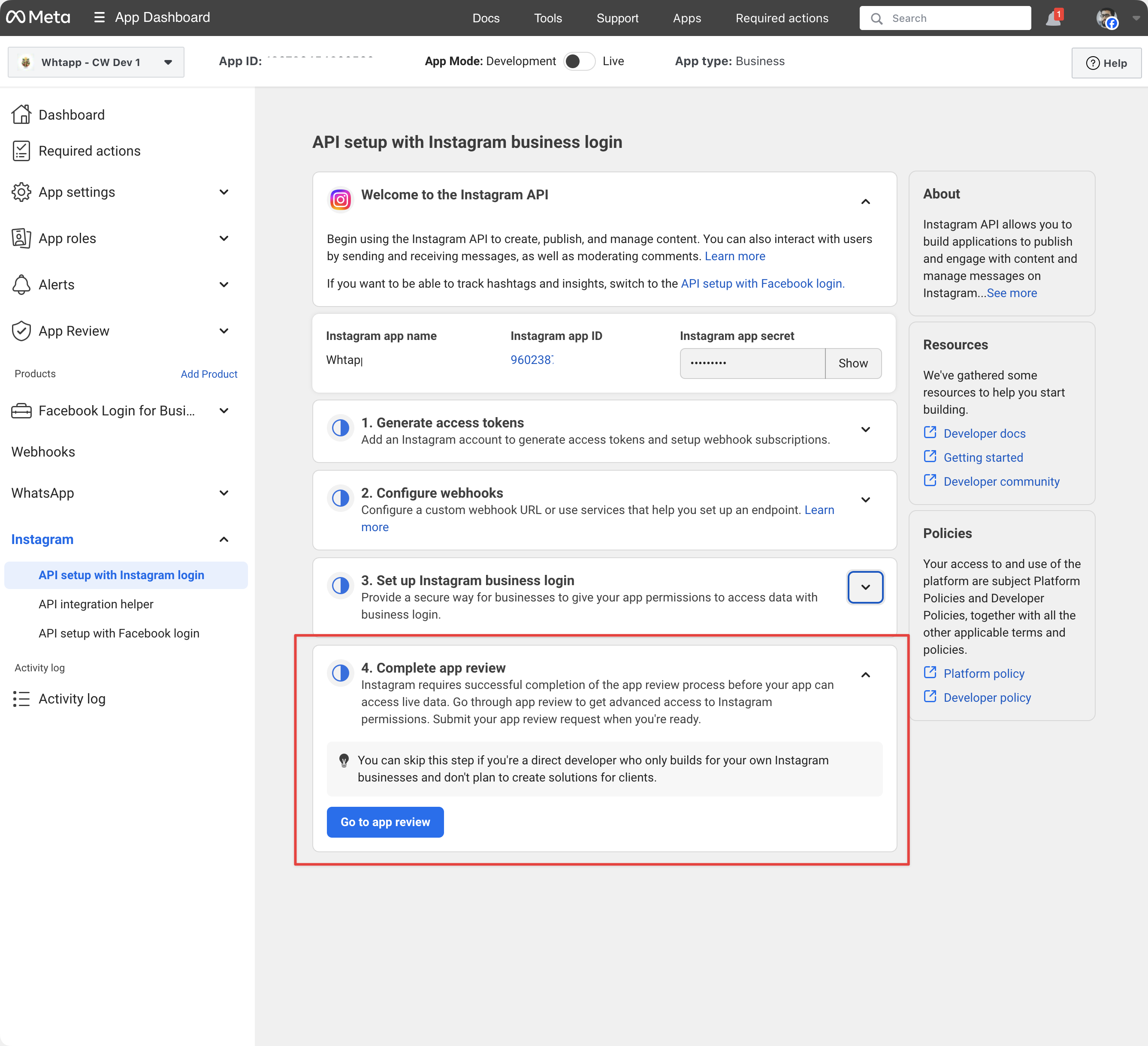 Instagram App Review - Chatwoot Developer Docs