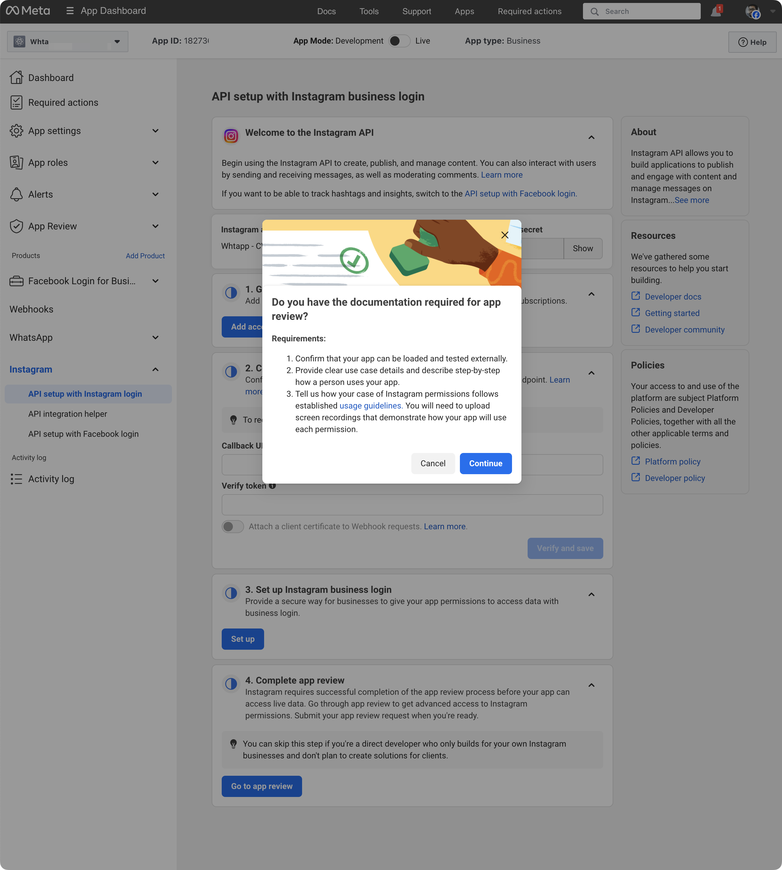 Instagram App Review - Chatwoot Developer Docs