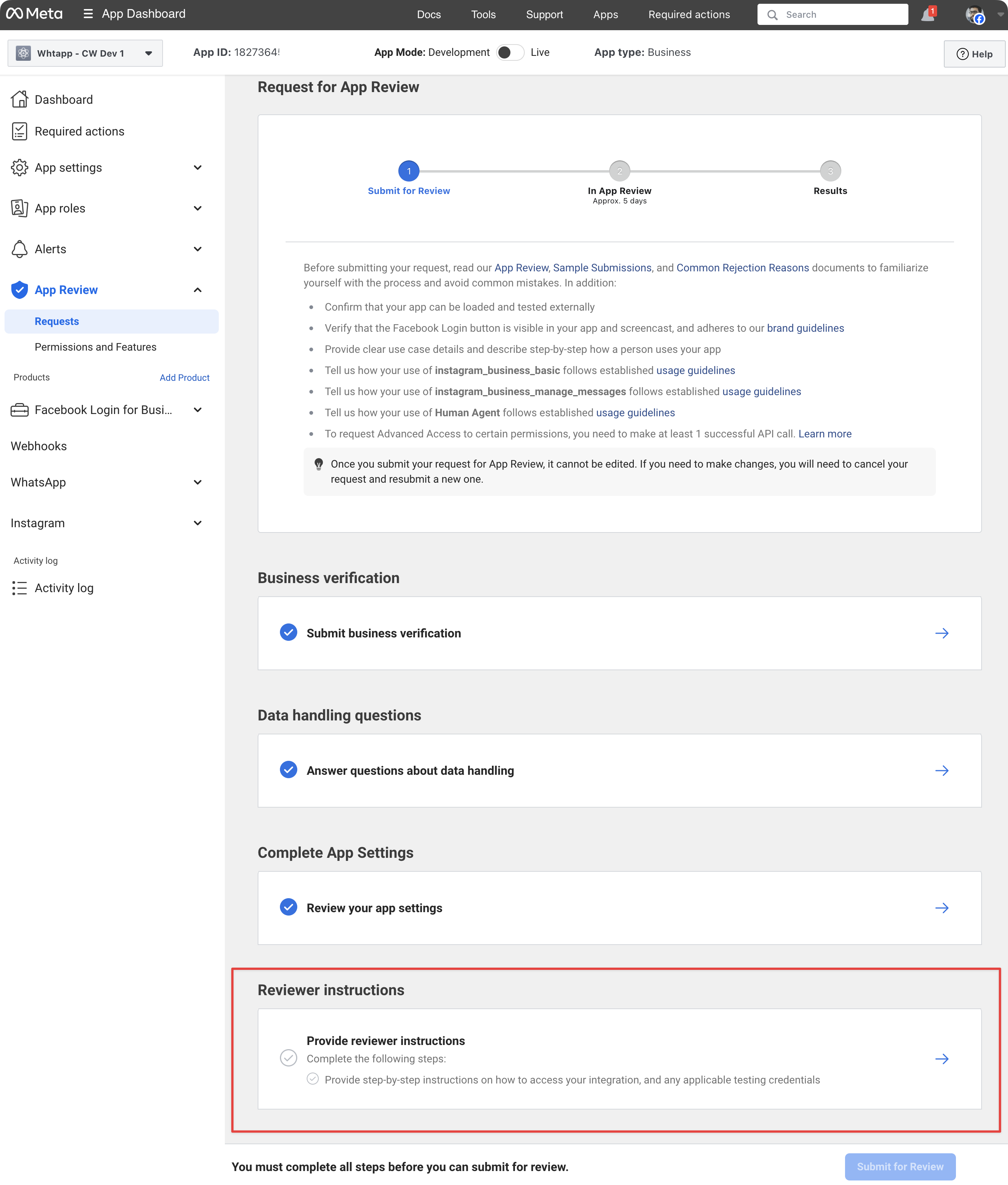 Review instructions