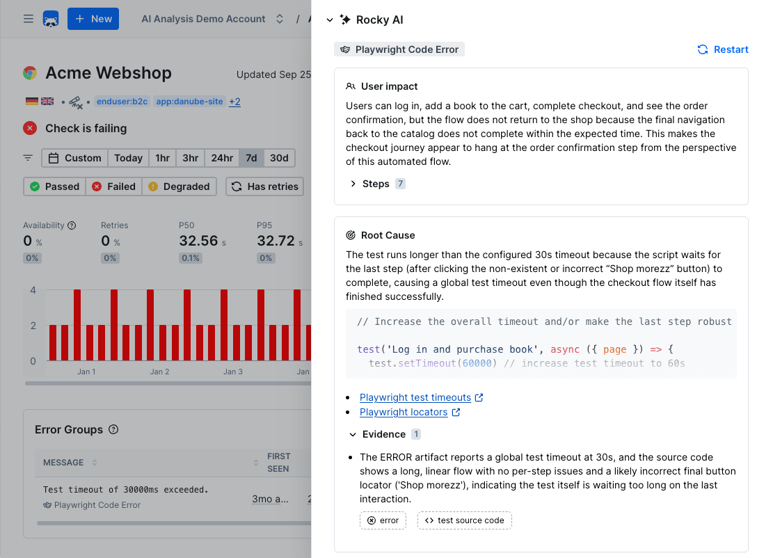 Light mode AI Root Cause Analysis