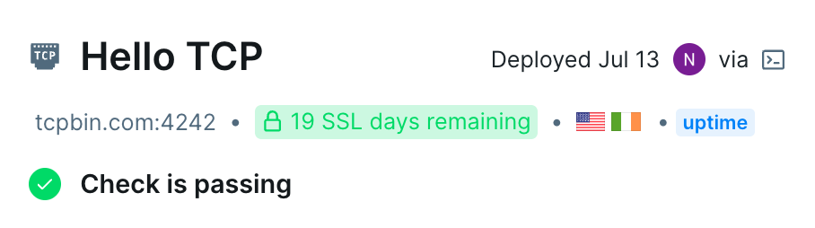 A TCP check dashboard