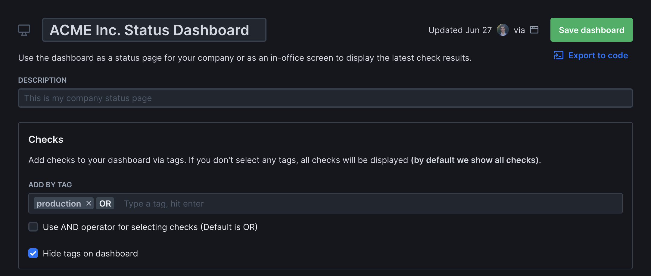 Dark mode interface