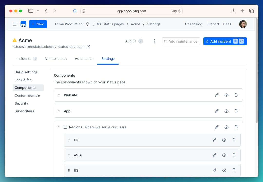 Component editor