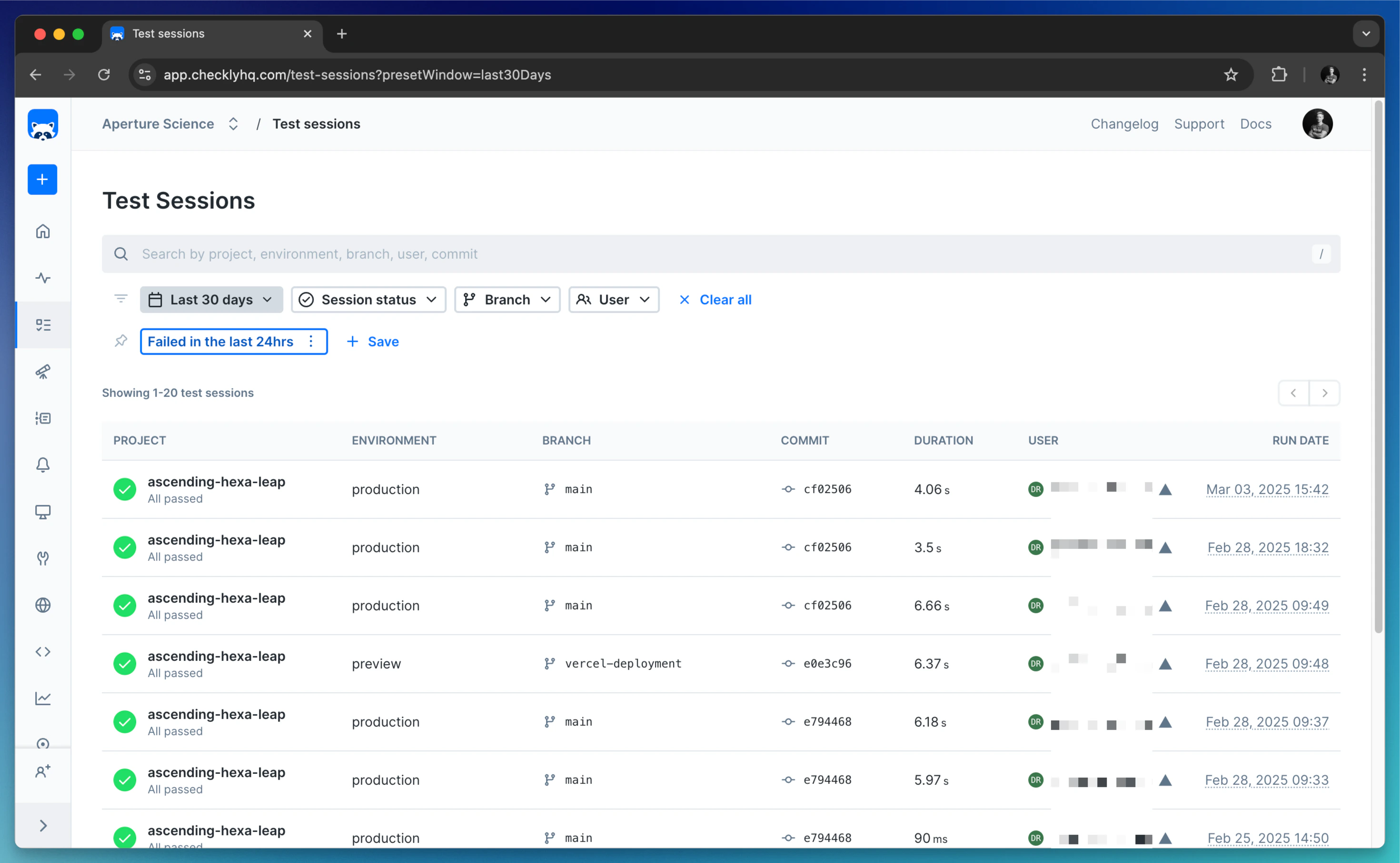 cicd triggered check results tab