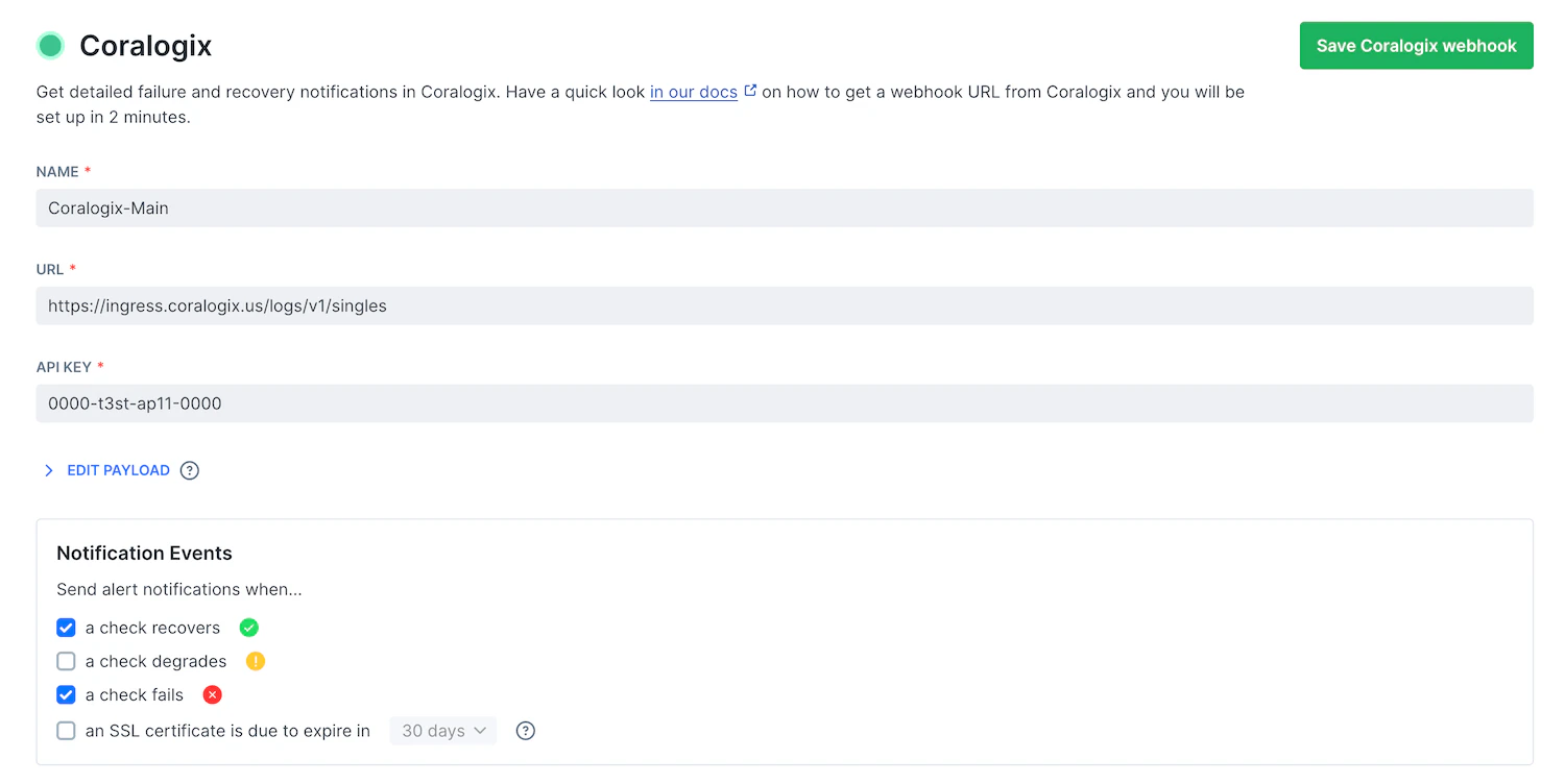 coralogix integration step 4