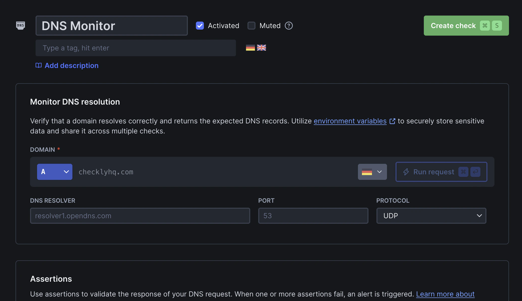 DNS monitor overview