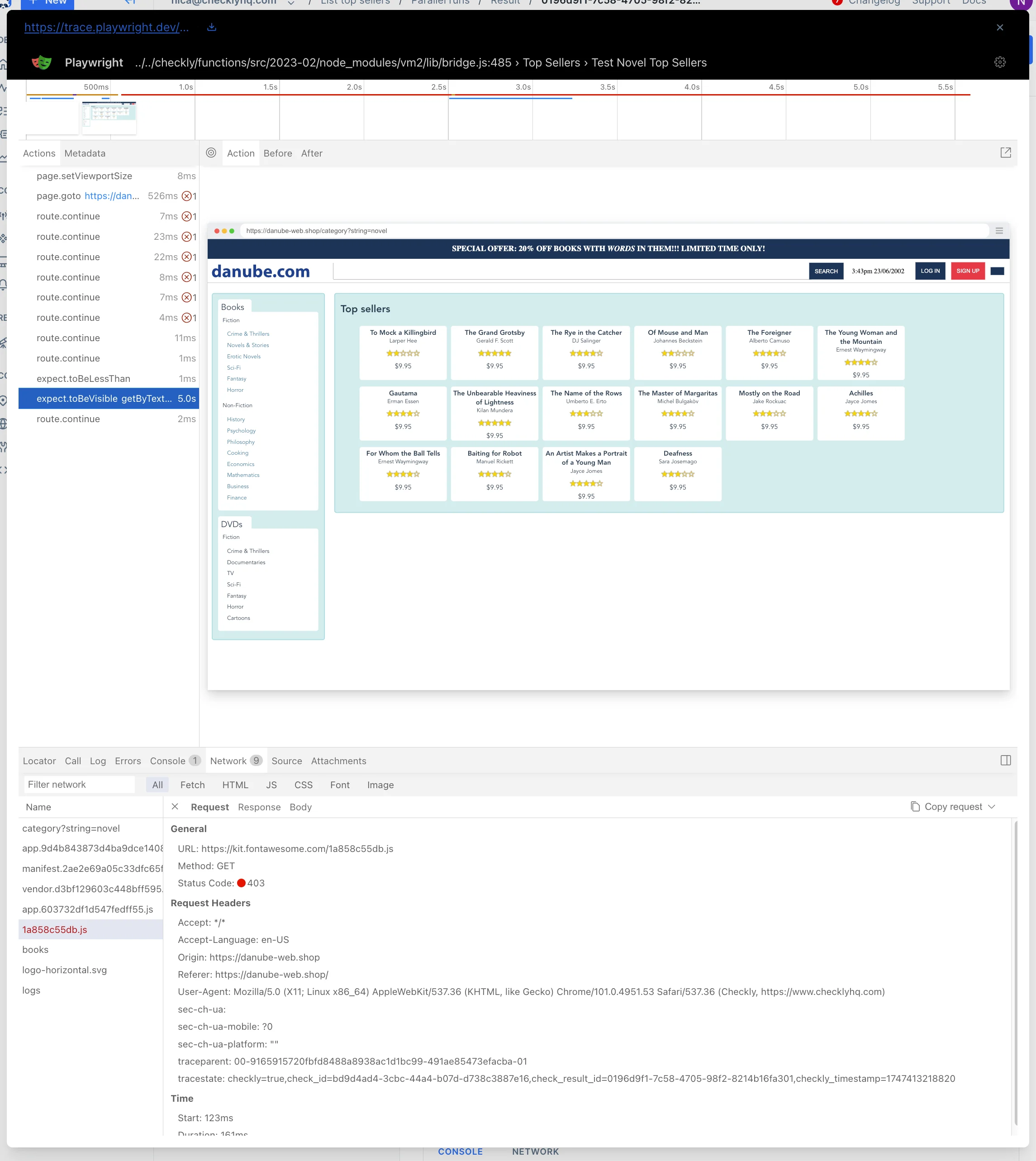 a Checkly dashboard
