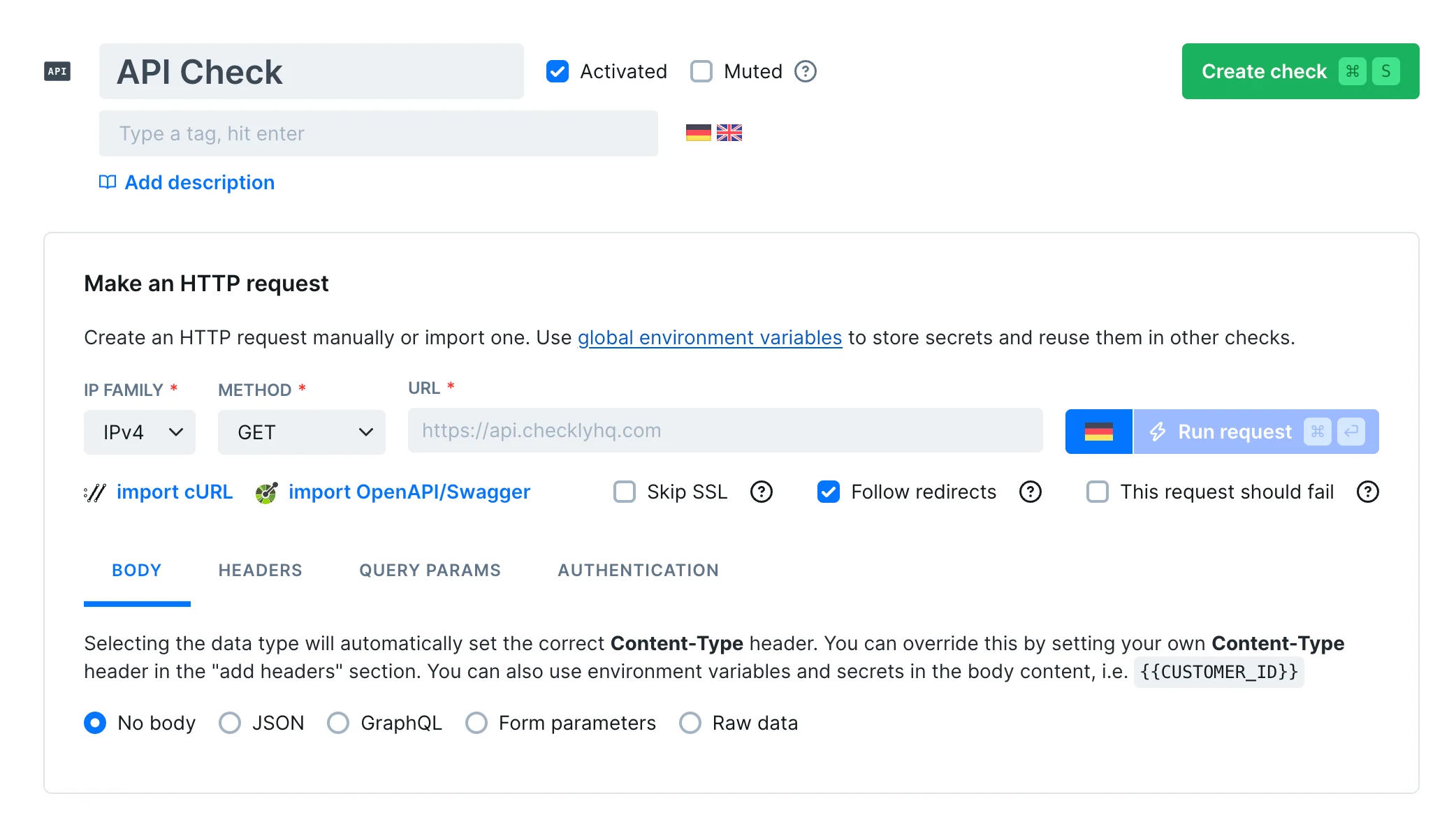 API check overview
