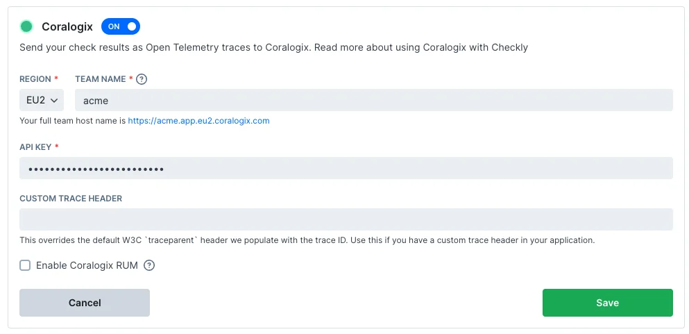 coralogix otel integration
