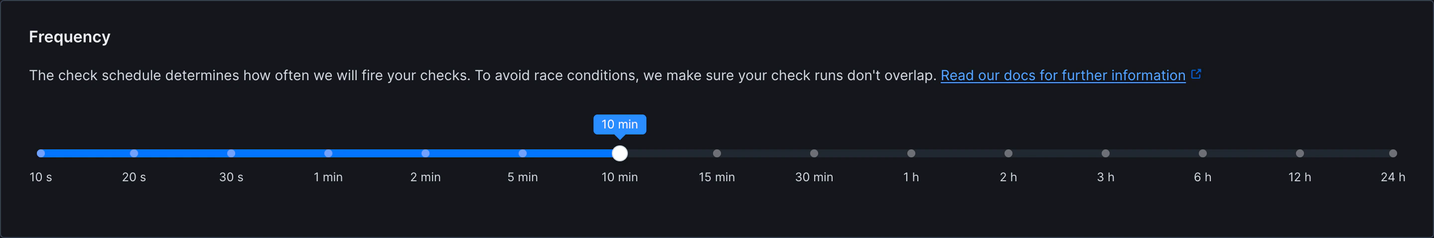 DNS monitor frequency selection interface