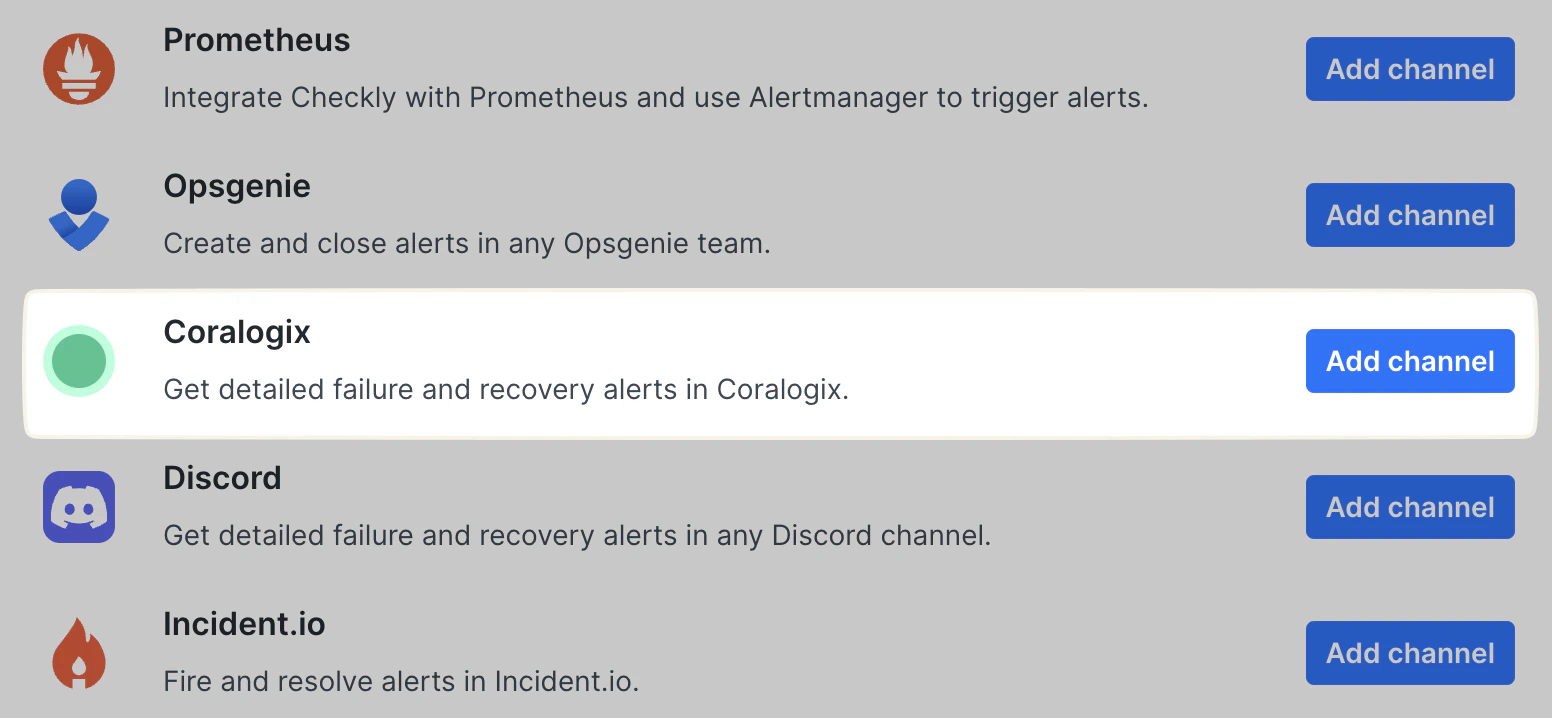 coralogix alert channels