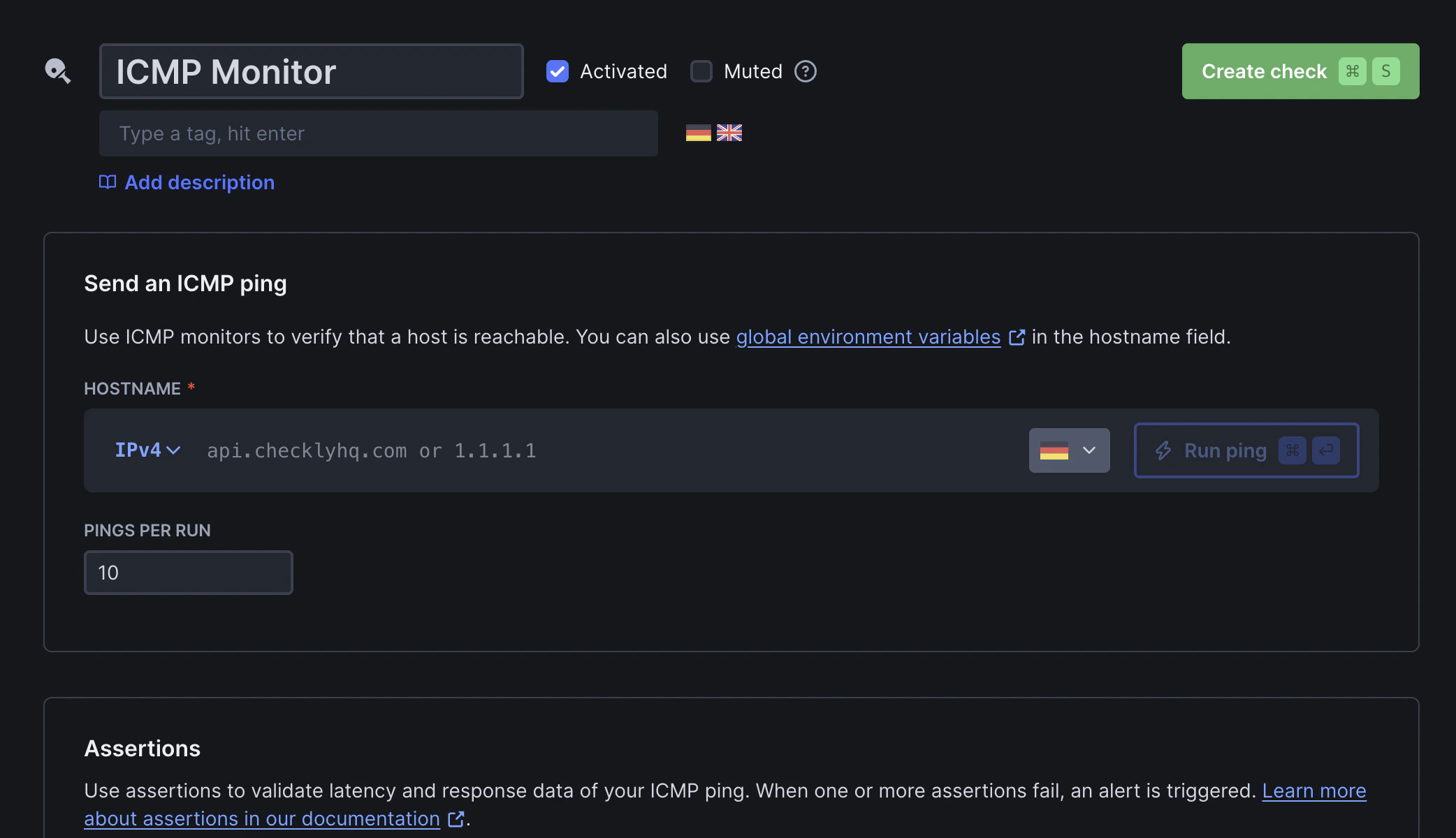 ICMP monitor overview