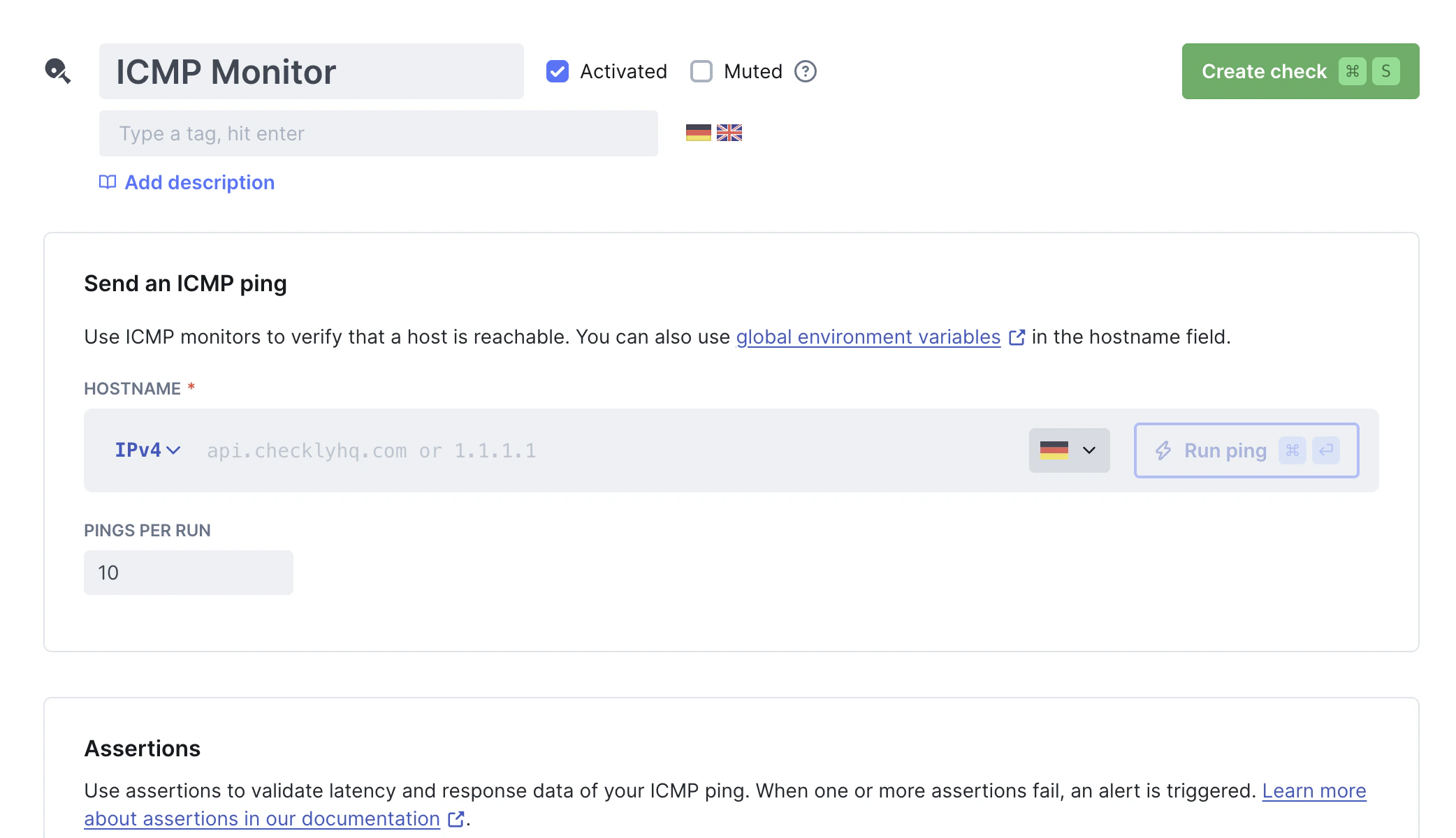 ICMP monitor overview