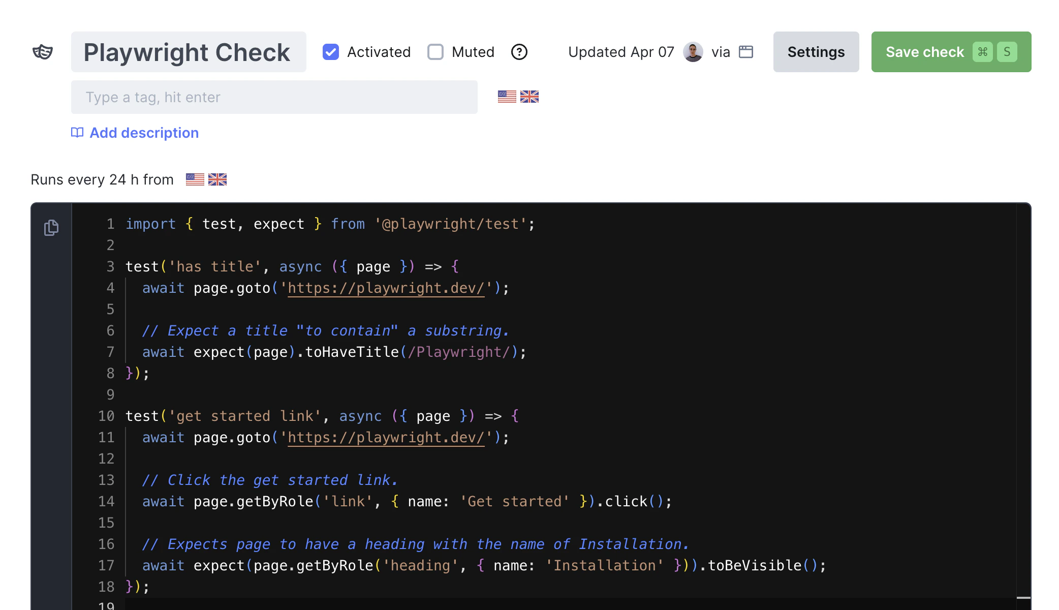 Playwright check overview