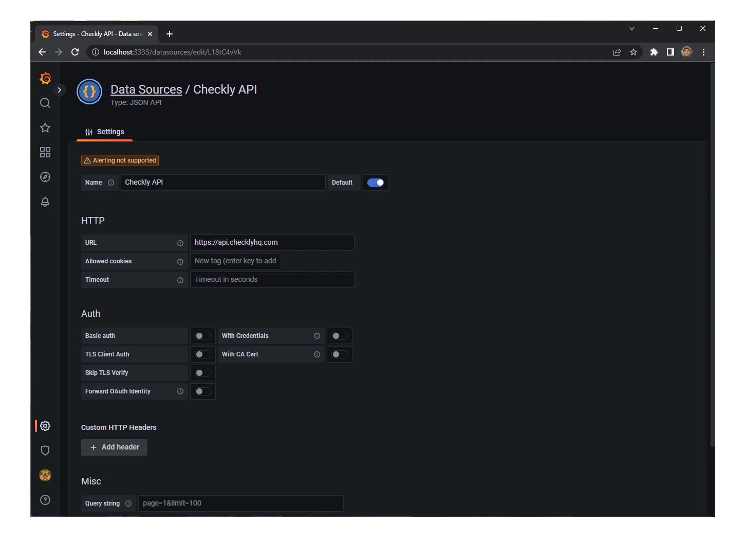 grafana data source creation