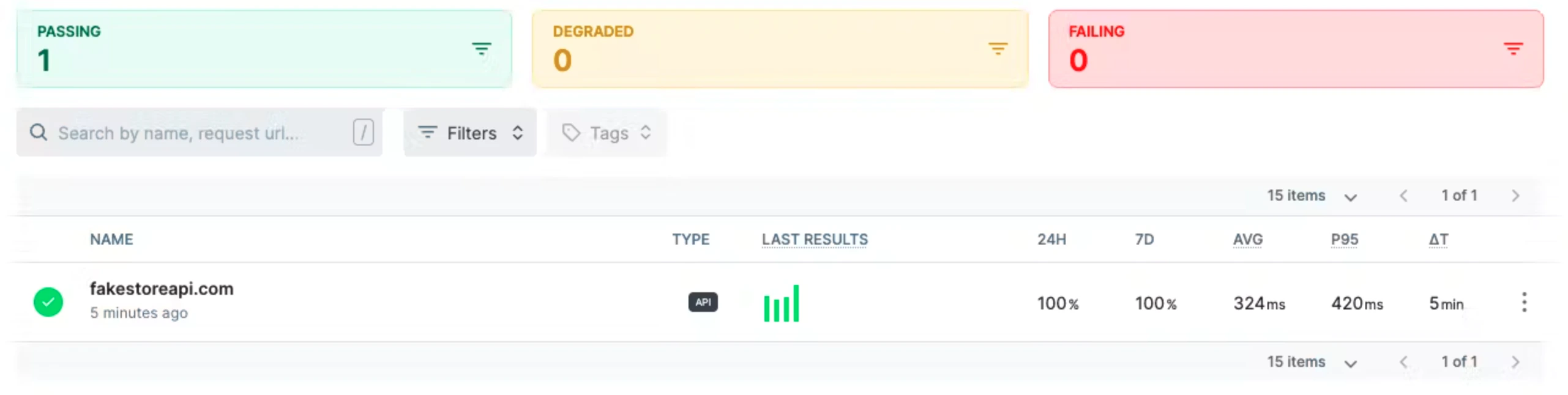 the Checkly interface