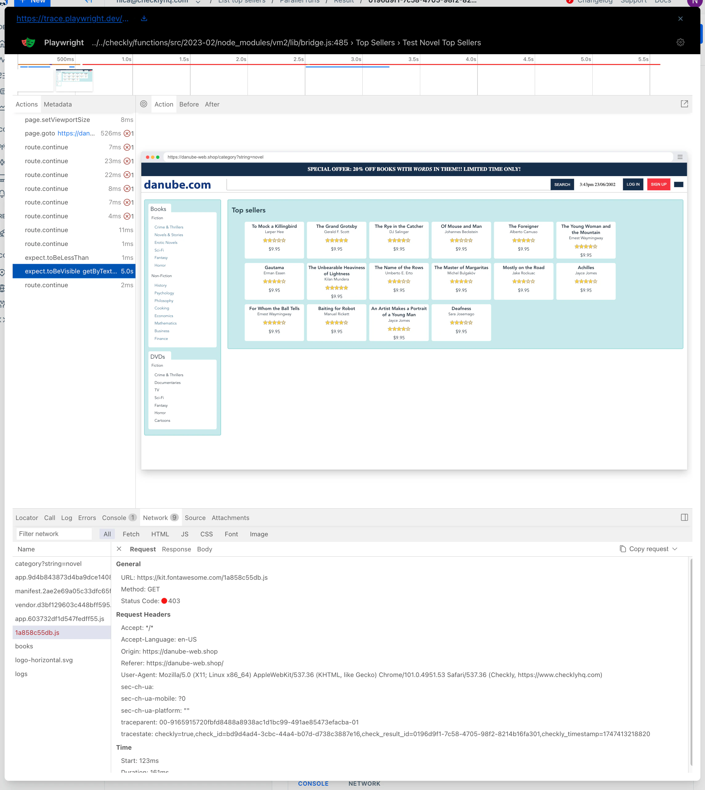 a Checkly dashboard