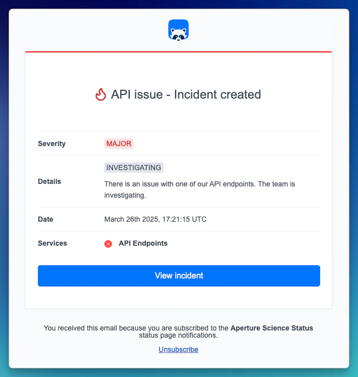 Example notification
