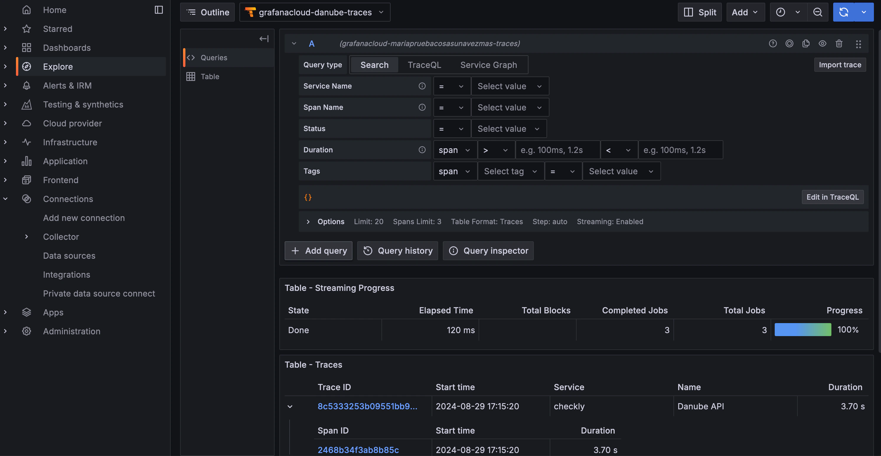 See Checkly Traces in Grafana