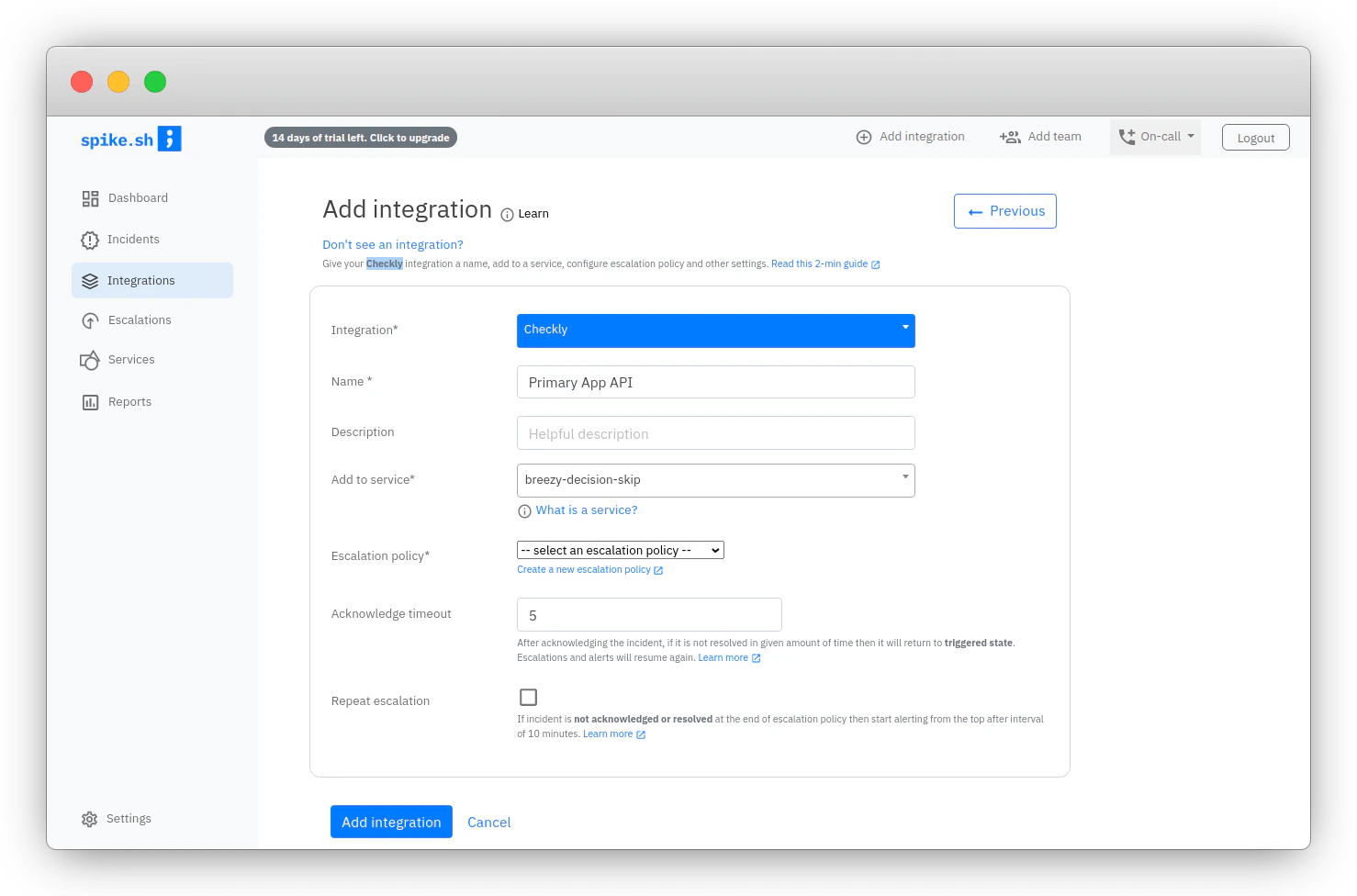 setup checkly spikesh step 3