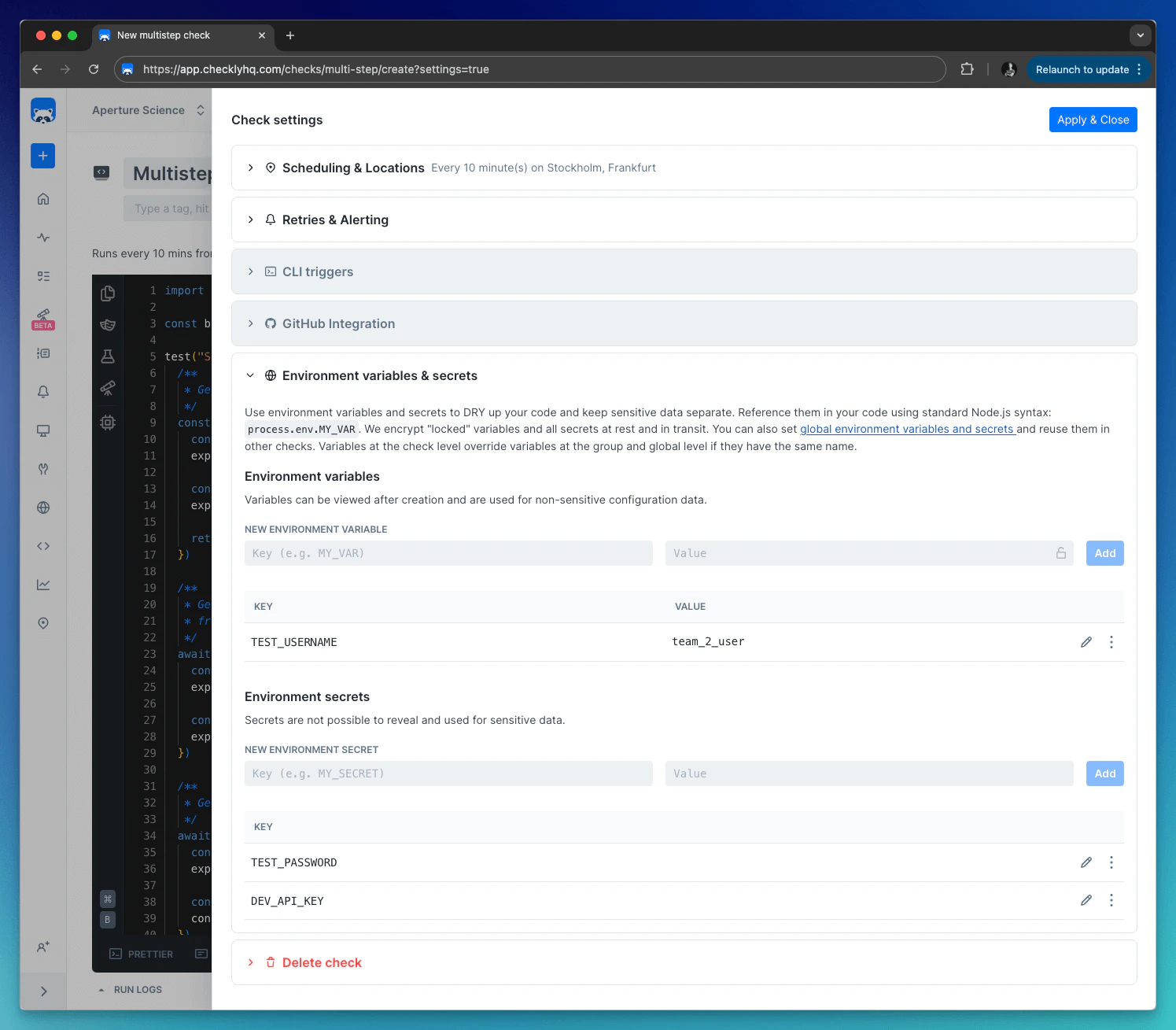 check environment variables